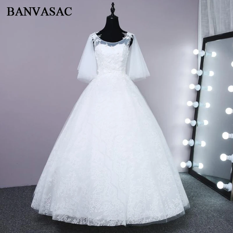 BANVASAC Ball Gown Flowers Embroidery Sheer O Neck Wedding Dresses 2018 Real Photos Lace Appliques Bridal Gowns
BANVASAC Ball Gown Flowers Embroidery Sheer O Neck Wedding Dresses 2018 Real Photos Lace Appliques Bridal Gowns