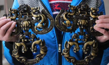 xd 001500 8"Chinese 100% Pure Bronze Carving Fengshui Dragon Lion Door Knocker Statue Pair
xd 001500 8"Chinese 100% Pure Bronze Carving Fengshui Dragon Lion Door Knocker Statue Pair