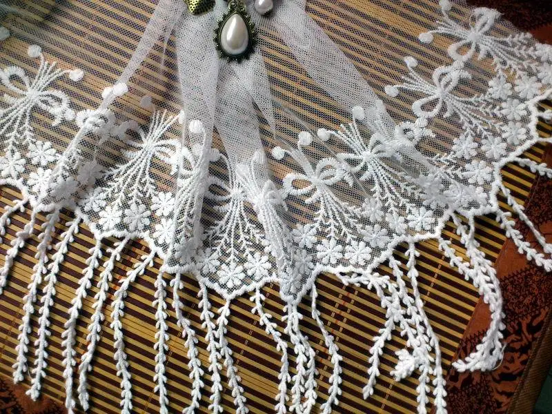 2 yards 33cm 12.99"wide white water soluble mesh embroidery tassel lace trim 1022272L4K25
2 yards 33cm 12.99"wide white water soluble mesh embroidery tassel lace trim 1022272L4K25