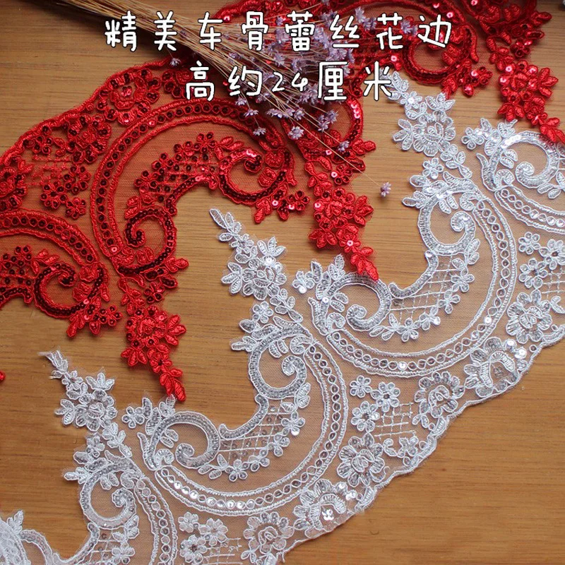 3Y/6Y 24cm Off White Red Sequin Black Beautiful Embroidery Wedding Lace Applique Trim Lace Fabric DIY Craft Wholesale
3Y/6Y 24cm Off White Red Sequin Black Beautiful Embroidery Wedding Lace Applique Trim Lace Fabric DIY Craft Wholesale