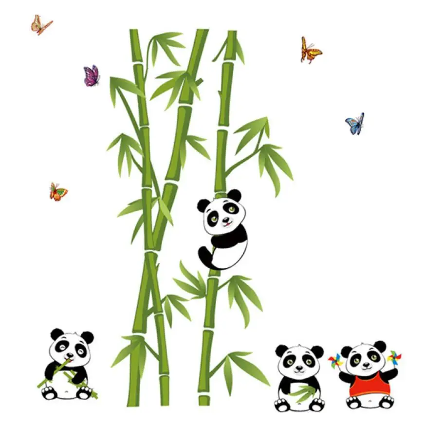 Зеленые Бамбуковые наклейки на стену лесную тему панды виниловый материал