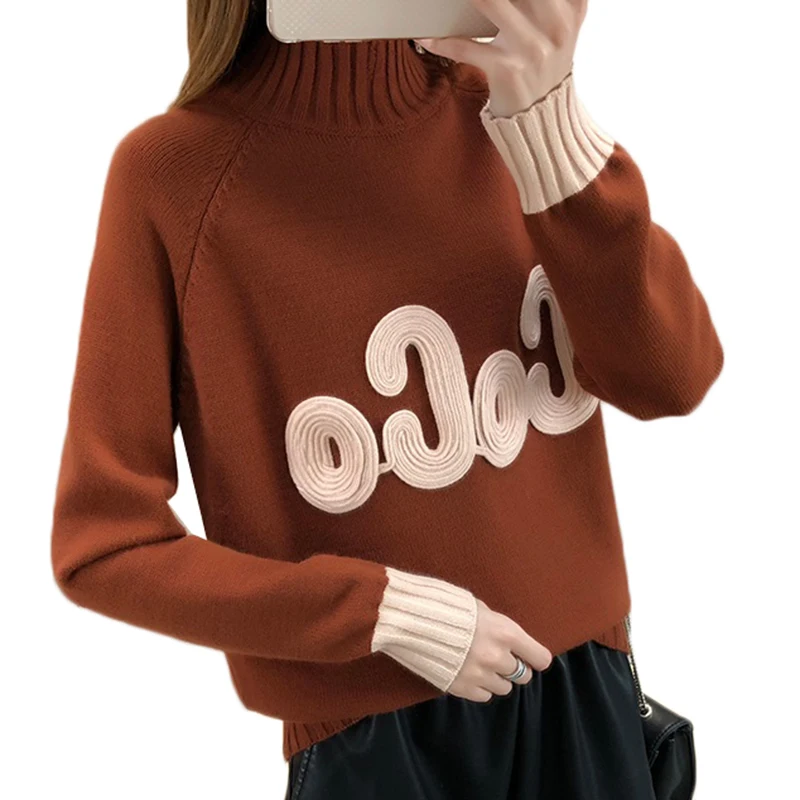 Autumn Winter Women Sweater 2019 New Half Turtleneck Sweater Pullover Color Matching Letter Women Clothing Warm Knit Tops AA323
Autumn Winter Women Sweater 2019 New Half Turtleneck Sweater Pullover Color Matching Letter Women Clothing Warm Knit Tops AA323