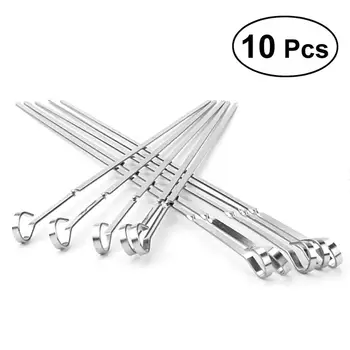 10pcs Stainless Steel BBQ Barbecue Kabob Flat Metal Grilling Skewers Set Reusable BBQ Sticks 45cm
10pcs Stainless Steel BBQ Barbecue Kabob Flat Metal Grilling Skewers Set Reusable BBQ Sticks 45cm
