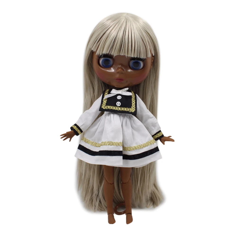 Ледяная кукла DBS Blyth супер черная кожа серые волосы серебряные 30 см игрушка 1/6 bjd |