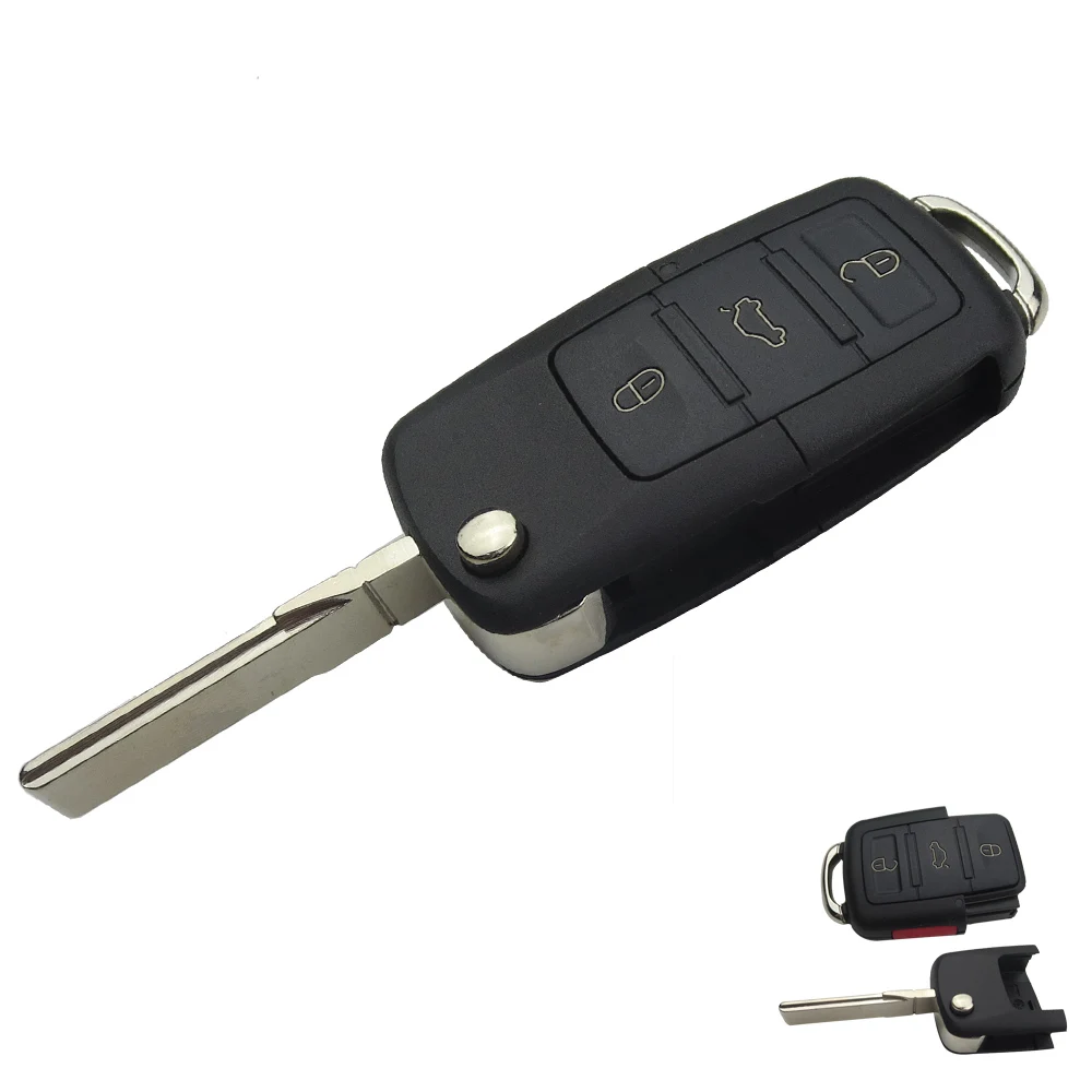 OkeyTech 3+ 1 Panic 4 Buttons Flip Remote Key Shell Fit For VOLKSWAGEN for VW Touareg Switch Blade Folding Fob Case Car Styling