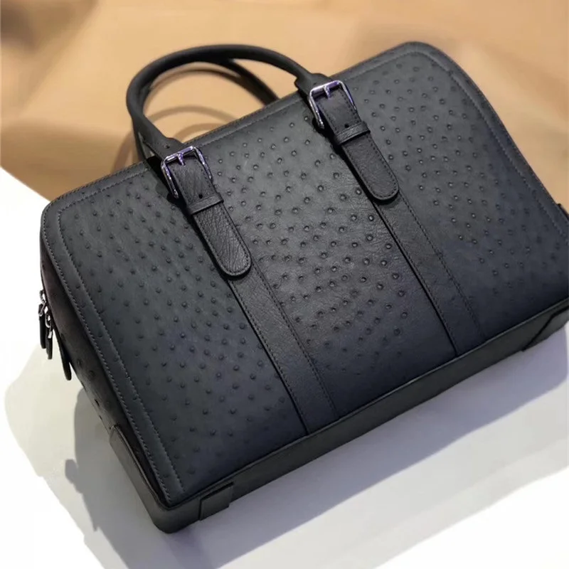 Authentic Real Ostrich Skin Zipper Closure Businessmen Travel Bag Top-handle Handbag Genuine Leather Male Large Working Purse
Authentic Real Ostrich Skin Zipper Closure Businessmen Travel Bag Top-handle Handbag Genuine Leather Male Large Working Purse