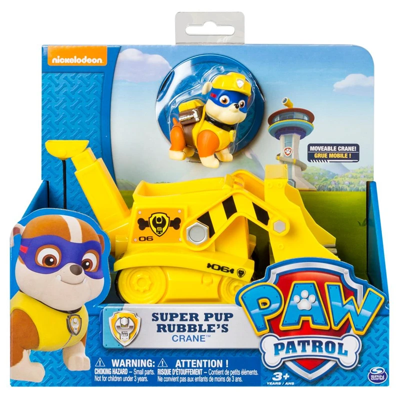 

Original Nickelodeon Paw Patrol Super Pup Rubble's Crane Spin Master Rescue Vehicle Toy Set Anime Action Figure Toys Kid Gifts