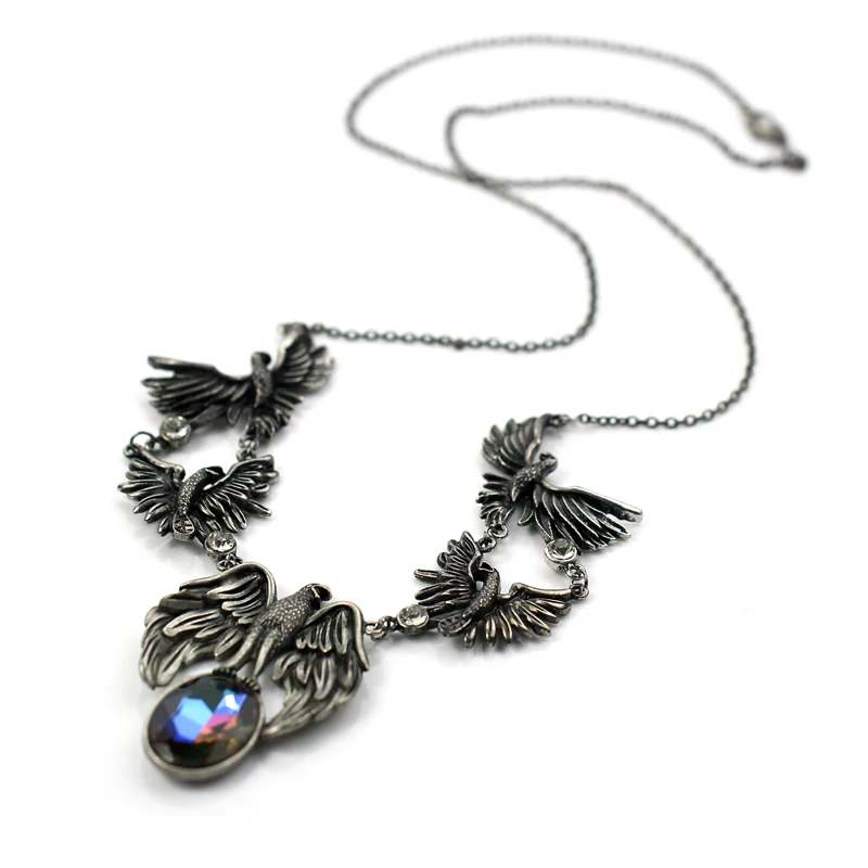 Crow Necklace With Colours Crystal Crow Pendant Antique Silver Raven Totem Necklace Celtics Viking Bird Jewelry For Women Men
Crow Necklace With Colours Crystal Crow Pendant Antique Silver Raven Totem Necklace Celtics Viking Bird Jewelry For Women Men