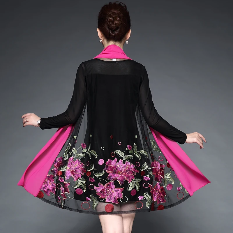 Middle Aged Women Embroidery Flower Casual Dress Summer Autumn Two Piece Dress Black Dresses Party Vestidos 6XL
Middle Aged Women Embroidery Flower Casual Dress Summer Autumn Two Piece Dress Black Dresses Party Vestidos 6XL