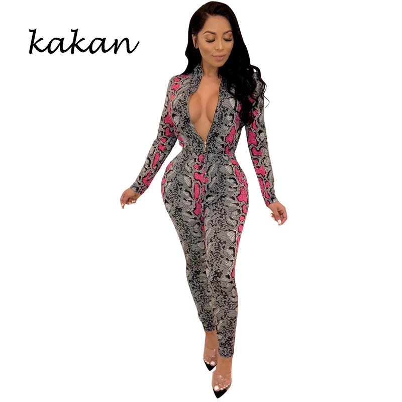 Kakan spring new women's bodysuit tights fashion snake print casual jumpsuit with belt yellow rose red green jumpsuit
Kakan spring new women's bodysuit tights fashion snake print casual jumpsuit with belt yellow rose red green jumpsuit
