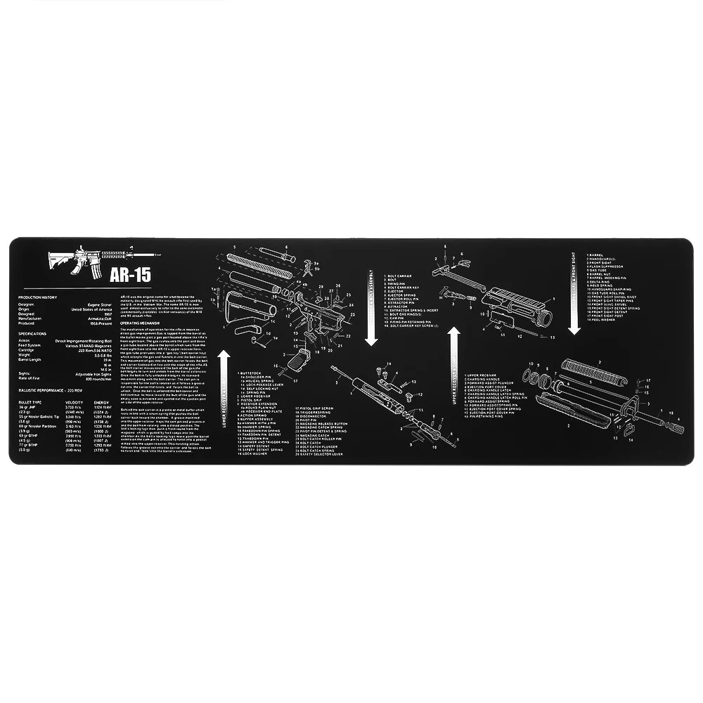 Ar15 Cleaning Rubber Mat 17"x11" Waterproof Non-Slip Cleaning Mat with Parts Diagram and Instruction Armorer Bench Mat
Ar15 Cleaning Rubber Mat 17"x11" Waterproof Non-Slip Cleaning Mat with Parts Diagram and Instruction Armorer Bench Mat