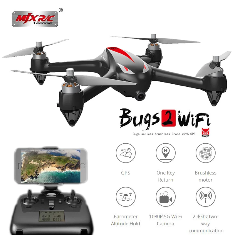 

MJX Bugs 2 B2W Dron Brushless Profissional GPS Camera Drone With Camera HD Bugs 2w 5GHz WiFi FPV RC Quadcopter 2.4G Quadrocopter