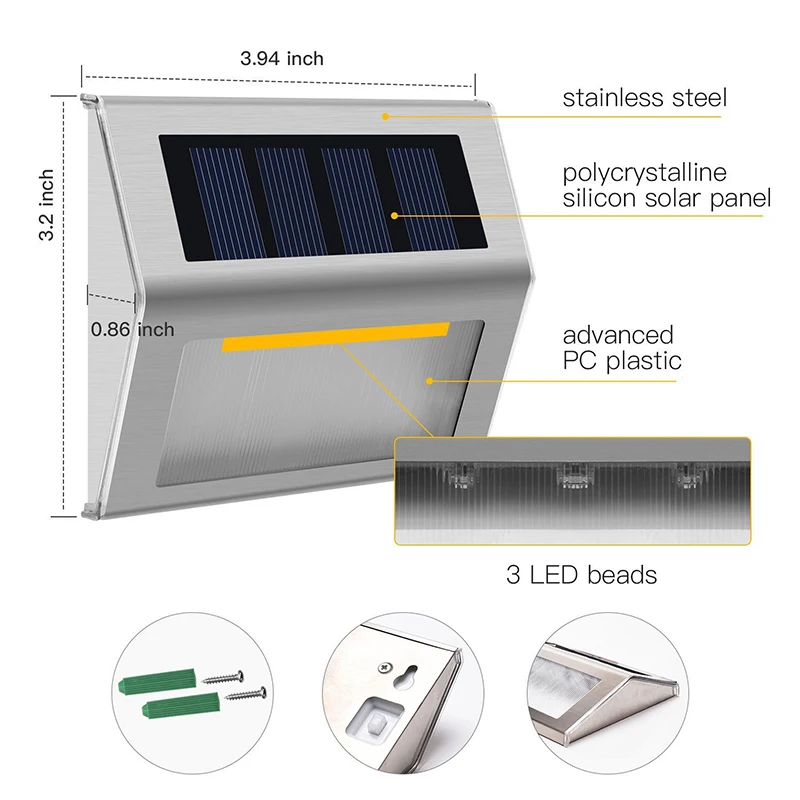 Solar Canal Step Light Solar Wall Lights Sconce Bathroom Light Fixtures Battery Operated Solar Stainless Steel Sensor Light
Solar Canal Step Light Solar Wall Lights Sconce Bathroom Light Fixtures Battery Operated Solar Stainless Steel Sensor Light