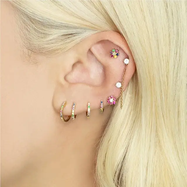 Gold color Sweet tiny 5mm flower stud earring rainbow colorful CZ stone 2019 new fine 925 sterling silver dainty minimal jewelry
Gold color Sweet tiny 5mm flower stud earring rainbow colorful CZ stone 2019 new fine 925 sterling silver dainty minimal jewelry