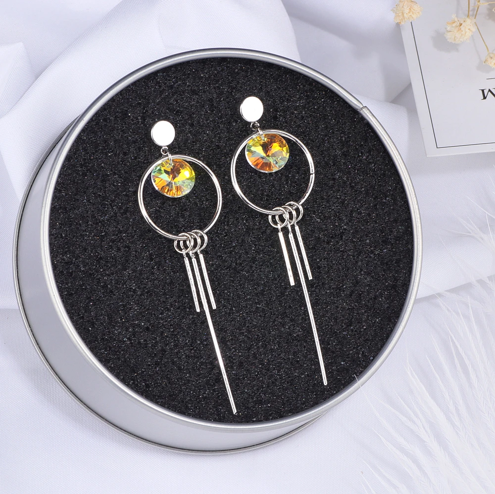 Simple Personality Geometry Long Drop Earrings Charm Crystal Circle Round Earrings For Women Brincos Fashion Accessories WX149
Simple Personality Geometry Long Drop Earrings Charm Crystal Circle Round Earrings For Women Brincos Fashion Accessories WX149