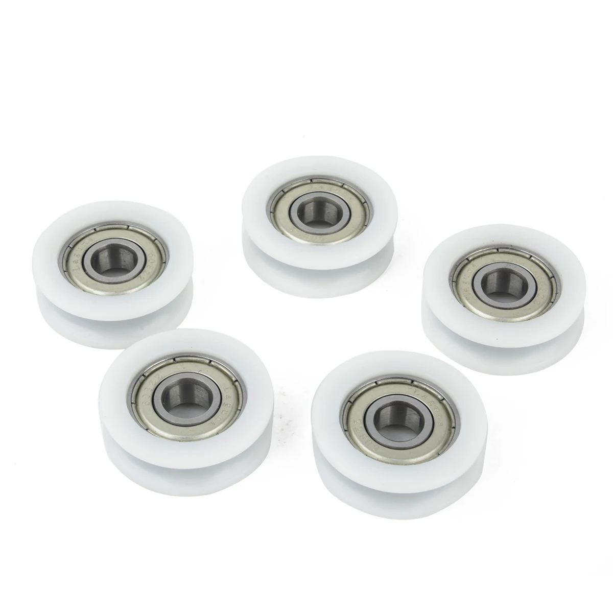 5pcs Ball Bearings 8*30*10mm Nylon Plastic Embedded High Carbon Steel 608 U Groove Ball Bearing Guide Pulley For Mobile Doors