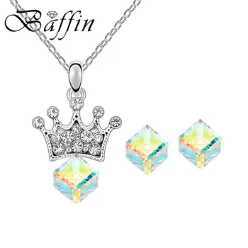 BAFFIN Cubic Square Jewelry Sets Genuine Crystals From Swarovski Fashion Crown Pendant Necklace Piercing Earrings For Women
BAFFIN Cubic Square Jewelry Sets Genuine Crystals From Swarovski Fashion Crown Pendant Necklace Piercing Earrings For Women