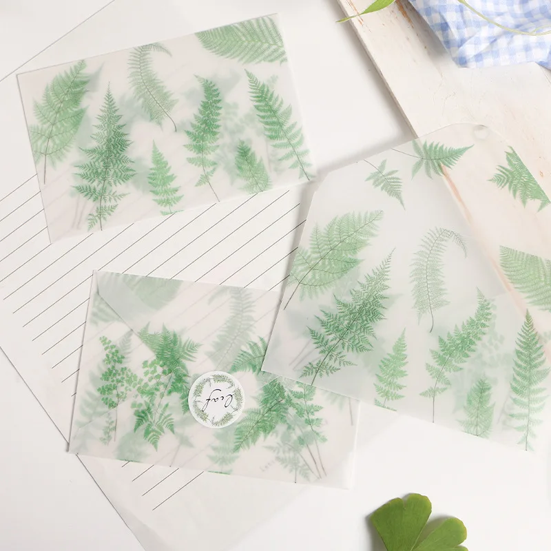 10*15cm 3pcs summer leaves Syncope design envelop as postcard message card invitation envelop transparent with seal sticker
10*15cm 3pcs summer leaves Syncope design envelop as postcard message card invitation envelop transparent with seal sticker