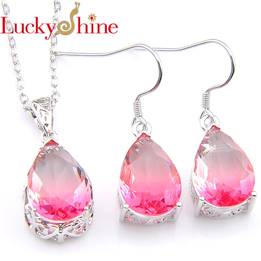 Luckyshine Fashion Honey Water Drop pink Gradient Tourmaline Crystal Pendants Drop Earrings Wedding For Women Jewelry Sets
Luckyshine Fashion Honey Water Drop pink Gradient Tourmaline Crystal Pendants Drop Earrings Wedding For Women Jewelry Sets