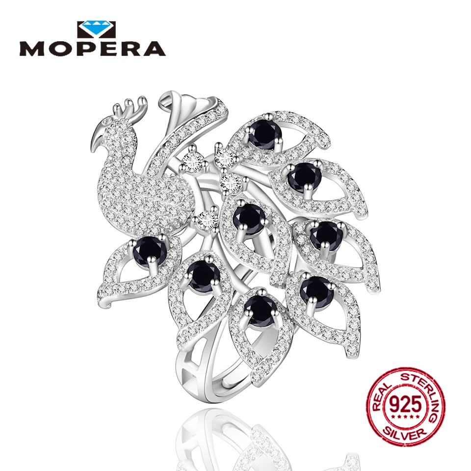 

Mopera 925 Sterling Silver Ring Natural Black Sapphire Magpie Hyperbole 34mm Width Ring With Stone Women's Ring Luxury Jewelry
