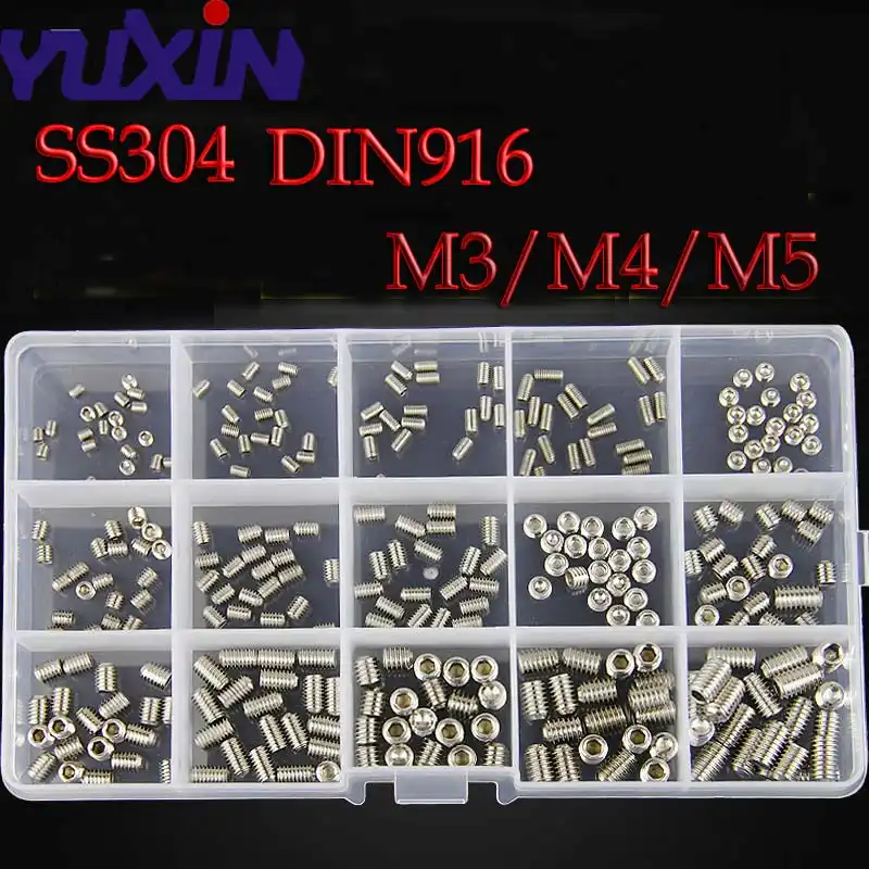 Pack of 25 ASSORTED M3 M4 M5 M6 M8 GRUB SCREWS A2 Stainless Steel Mixed