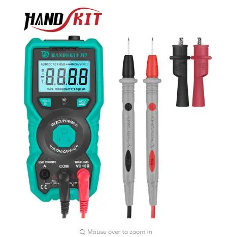 Handskit Digital Multimeter 6000 counts Flash light Back light Large Screen With Test Cable Auto Ranging AC/DC voltage meter
Handskit Digital Multimeter 6000 counts Flash light Back light Large Screen With Test Cable Auto Ranging AC/DC voltage meter
