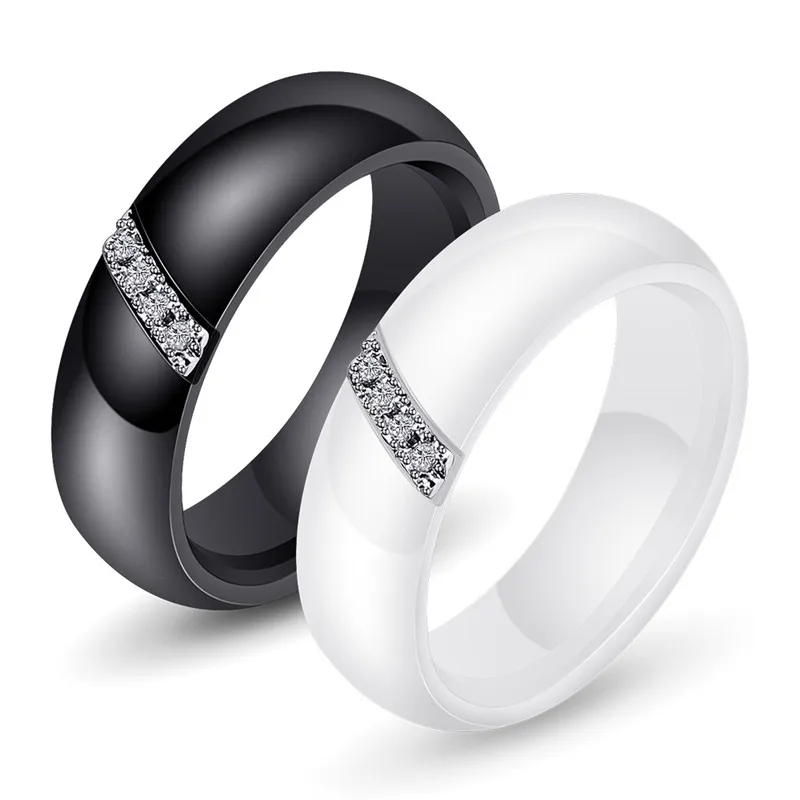 6mm Fashion White Black Ceramic Rings For Women Smooth Surface Inlaid Zircon Women Ring Stainless Steel Wedding Engagement Gift
6mm Fashion White Black Ceramic Rings For Women Smooth Surface Inlaid Zircon Women Ring Stainless Steel Wedding Engagement Gift