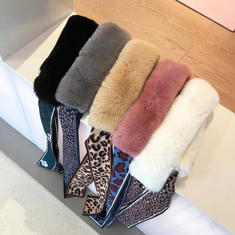 2019 New Women Rex Rabbit Fur Scarf Collar Fur Mufflers Ring Scarf Winter Warm Furry Scarves Leopard Ribbon Neck Warmer Soft
2019 New Women Rex Rabbit Fur Scarf Collar Fur Mufflers Ring Scarf Winter Warm Furry Scarves Leopard Ribbon Neck Warmer Soft