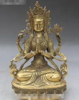 Tibet Bronze Carving 4 Arms Chenrezig Buddha Kwan-yin Guan Yin Goddess Statue 
Tibet Bronze Carving 4 Arms Chenrezig Buddha Kwan-yin Guan Yin Goddess Statue