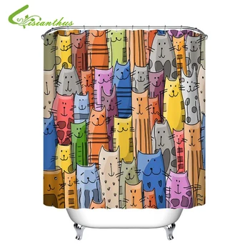 Colorful Cat Printed Bath Waterproof Curtain 3D Polyester Fabric Shower Curtain with 12 Hooks For Mildewproof Bathroom Decor
Colorful Cat Printed Bath Waterproof Curtain 3D Polyester Fabric Shower Curtain with 12 Hooks For Mildewproof Bathroom Decor