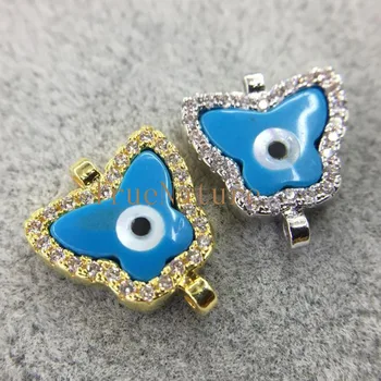 Micro CZ Pave Crystal Beaded Butterfly Evil Eye Connector Jewelry Shell Copper Double Bail Pendant 13x16mm PC5247
Micro CZ Pave Crystal Beaded Butterfly Evil Eye Connector Jewelry Shell Copper Double Bail Pendant 13x16mm PC5247