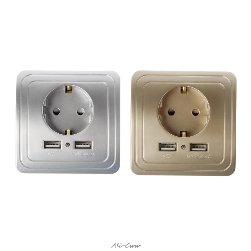 2018 Silver/Gold 5V 2A Dual USB Wall Charger Adapter EU Plug Wall Socket LED 16A Power Outlet Panel With 2 USB Ports
2018 Silver/Gold 5V 2A Dual USB Wall Charger Adapter EU Plug Wall Socket LED 16A Power Outlet Panel With 2 USB Ports