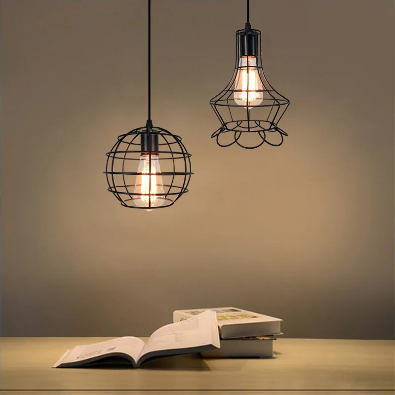 Vintage Black Metal Pendant Light Industrial Hanging Loft Pendant Lamp Retro Suspension Indoor Pendant Lights Bar Restaurant Dining Room (8)