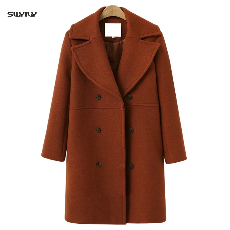 SWYIVY Woman Wool Coat Mid Long 2018 Autumn Winter Female Fashion Woolen Jacket Coat Solid Color Warm Lady Outwear Coats Blends
SWYIVY Woman Wool Coat Mid Long 2018 Autumn Winter Female Fashion Woolen Jacket Coat Solid Color Warm Lady Outwear Coats Blends