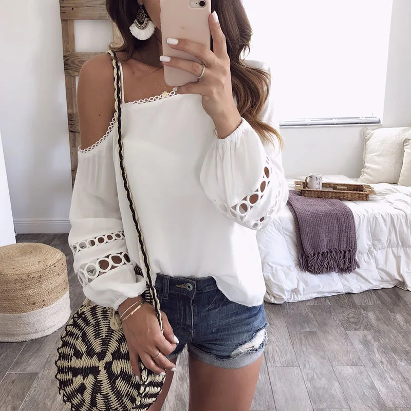 White blouses shirts cold shoulder sexy spaghetti strap women Summer blusas shirts Top beach female clothing WS9464Y
White blouses shirts cold shoulder sexy spaghetti strap women Summer blusas shirts Top beach female clothing WS9464Y