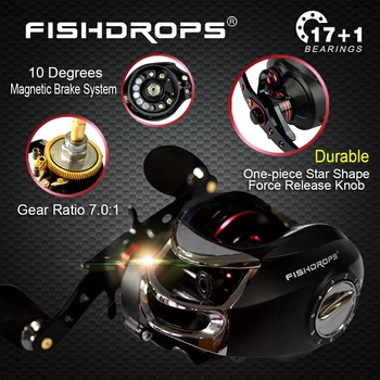 FISHDROPS Carp Fishing Reel Baitcasting Reel 7.0:1 Bait Casting Reels Left / Right Hand Fishing Reel Pesca 17+1 Ball Bearings
FISHDROPS Carp Fishing Reel Baitcasting Reel 7.0:1 Bait Casting Reels Left / Right Hand Fishing Reel Pesca 17+1 Ball Bearings