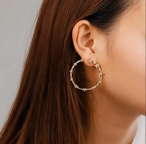 Vintage Circle Large Star Earrings Matte Gold color Earings Stainless Steel Big Hoop Earrings For Women Jewelry
Vintage Circle Large Star Earrings Matte Gold color Earings Stainless Steel Big Hoop Earrings For Women Jewelry