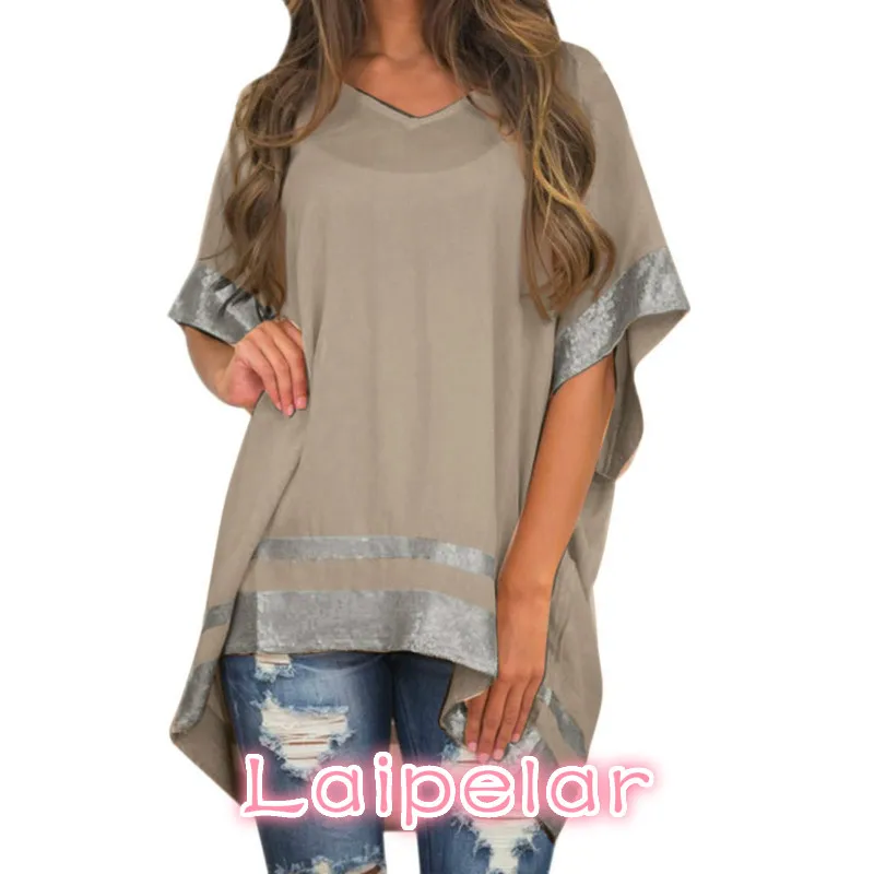 Blouse Women Plus Size Sequined Decorated V-Neck Half Sleeve Sparkly Fashion Summer O-Neck Blouse Blusa De Mujer Laipelar
Blouse Women Plus Size Sequined Decorated V-Neck Half Sleeve Sparkly Fashion Summer O-Neck Blouse Blusa De Mujer Laipelar