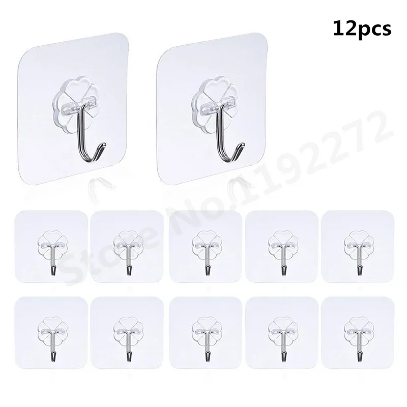Adhesive Hooks -12 Packs Duty Wall Hooks Seamless Sticky Hook for Bathroom Kitchen Wall Door and More Transparent Hooks
Adhesive Hooks -12 Packs Duty Wall Hooks Seamless Sticky Hook for Bathroom Kitchen Wall Door and More Transparent Hooks