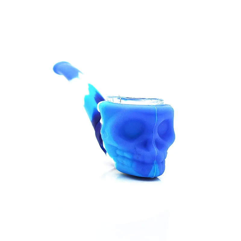 Skull Shaped Silicone Tobacco Pipe with Glass Bowl Portable Environmental Smoking Pipas
Skull Shaped Silicone Tobacco Pipe with Glass Bowl Portable Environmental Smoking Pipas