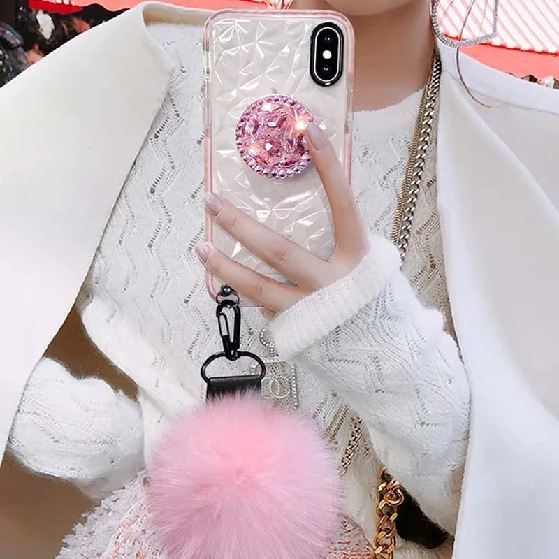 Diamond pattern rhinestone bracket for Phone 6 6P drop-proof Phone7 7p 8 8p lanyard hair ball phone case iPhoneX XS XR
Diamond pattern rhinestone bracket for Phone 6 6P drop-proof Phone7 7p 8 8p lanyard hair ball phone case iPhoneX XS XR