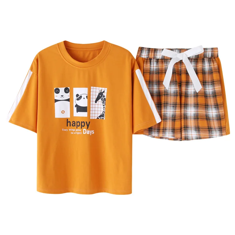 Korean Patchwork Loose 2019 Summer Pajamas Women Cotton Pajama Set Short Sleeve Elastic Waist Sleepwear Lounge pyjamas S93222
Korean Patchwork Loose 2019 Summer Pajamas Women Cotton Pajama Set Short Sleeve Elastic Waist Sleepwear Lounge pyjamas S93222