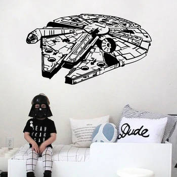 

Star Wars Wall Sticker Vinyl Home Decor Decal 3D Millennium Falcon Fighter Murals Children Kids Teens Boys Room Bedroom Dorm