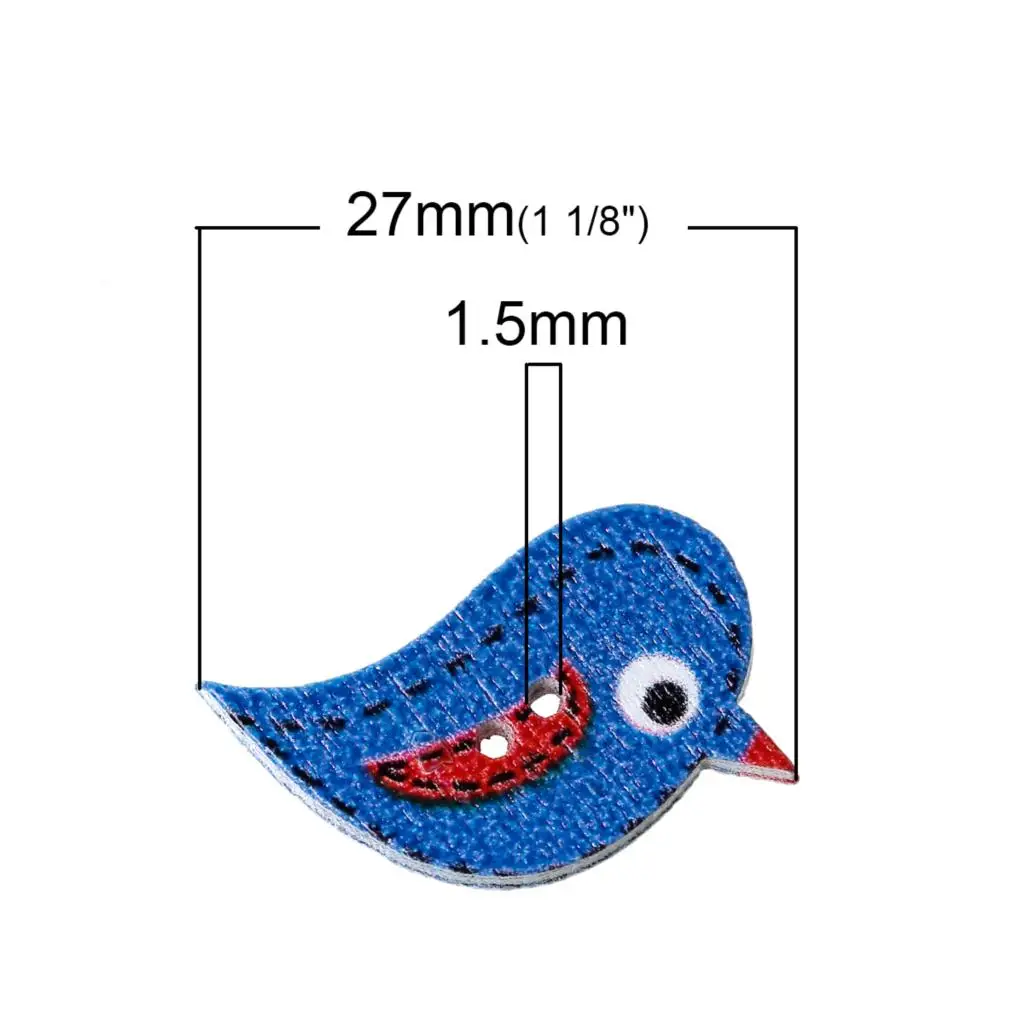 Деревянная швейная Кнопка Скрапбукинг птица в случайном порядке 2 отверстия 27 мм
