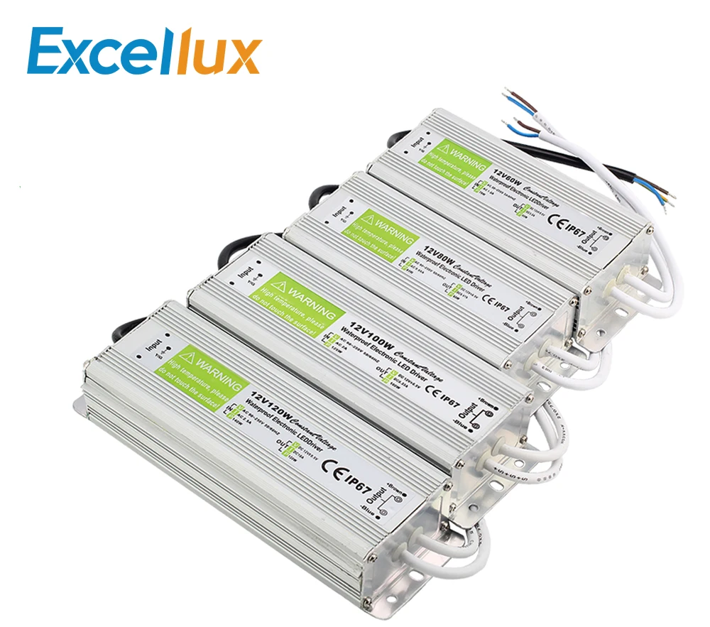 Waterproof IP67 Lighting LED Driver Transformer Power Supply Aluminum AC90-250V to DC 12V 60W/80W/100W/120W for led strip Light
Waterproof IP67 Lighting LED Driver Transformer Power Supply Aluminum AC90-250V to DC 12V 60W/80W/100W/120W for led strip Light