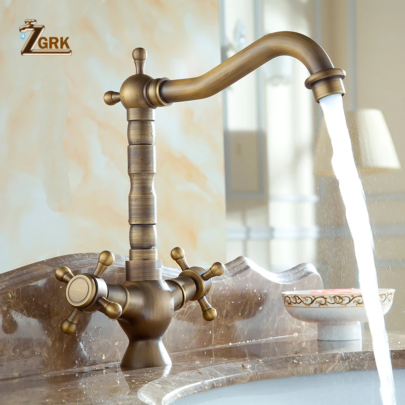ZGRK Deck Mounted Dual Handles Basin Faucet Single Hole Brass Classic Mixer Taps 360 Rotation Antique Bath Faucet
ZGRK Deck Mounted Dual Handles Basin Faucet Single Hole Brass Classic Mixer Taps 360 Rotation Antique Bath Faucet