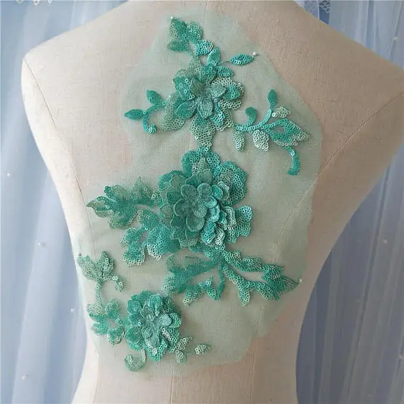 2018 style aqua green heavy bead lace applique, 3D sequined applique, 3d sequin flower applique, heavy embroidered flower
2018 style aqua green heavy bead lace applique, 3D sequined applique, 3d sequin flower applique, heavy embroidered flower