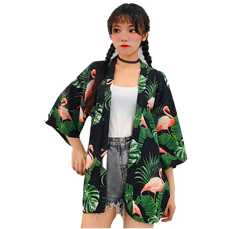 Summer New Women Long Blouses Half Sleeves Casual Oversize Flamingo Leaf Printed Shirts Beach Kimono Style Top Roupa Feminina
Summer New Women Long Blouses Half Sleeves Casual Oversize Flamingo Leaf Printed Shirts Beach Kimono Style Top Roupa Feminina