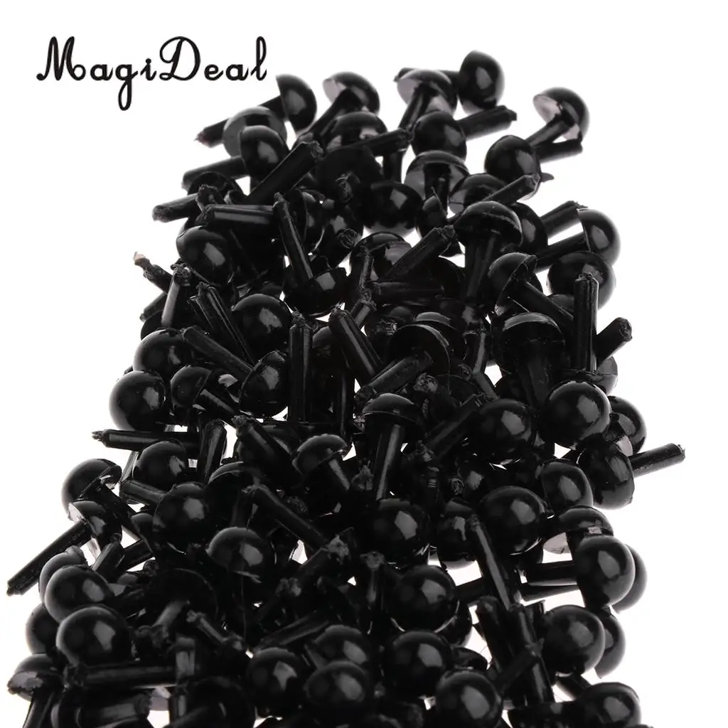200 Pieces Black Plastic Safety Eyes for Teddy Bear Doll Plush Animal Toys Card Making Home Decor Crafts
