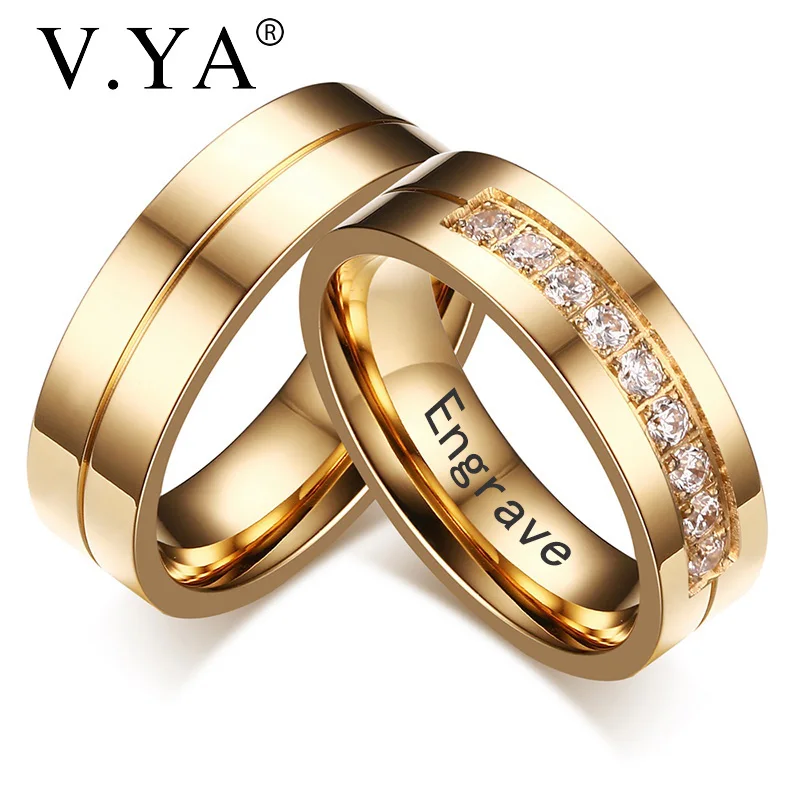 V.YA simple 1 Pair Wedding Rings for Women Men Couple Stainless Steel Gold Forever ring Anniversary Engagement Jewelry gift
V.YA simple 1 Pair Wedding Rings for Women Men Couple Stainless Steel Gold Forever ring Anniversary Engagement Jewelry gift